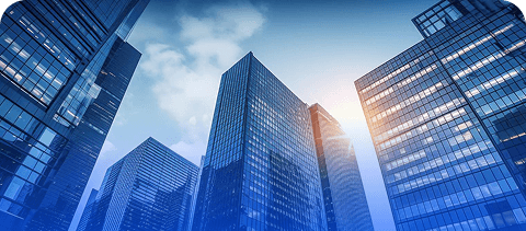Edificios corporativos vistos desde abajo